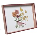 dekoratives Tablett rechteckig mit dekorativem floralem Print und Vögelchen in 2 verschiedenen Größen