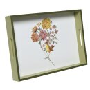 dekoratives Tablett rechteckig mit dekorativem floralem Print und Vögelchen in 2 verschiedenen Größen