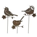 dekorativer Gartenstecker Silhouette Vogel auf Ast Metall...