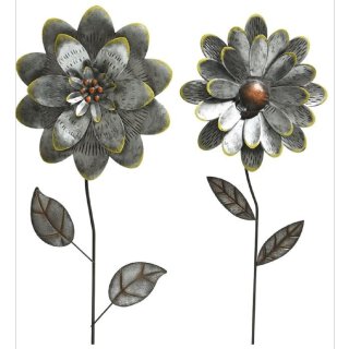 ausgefallener Gartenstecker Beetstecker große Blume Metall farbig-verzinkt Preis für 1 Stück