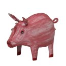 niedliches putziges rosafarbiges Mini Metallschwein als Dekofigur