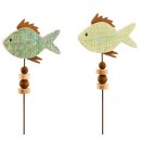 dekorativer maritimer Gartenstecker Fische Holz in 2 möglichen Farben