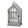 dekorative Gartenlaterne Tischlaterne Garten-Windlicht aus Holz shabby grau mit Metalldach in Haus-Form