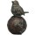dekorativer Deko-Vogel auf Kugel mit Blumenranke in altkupferfarbener Antik-Optik in 2 Ausführungen