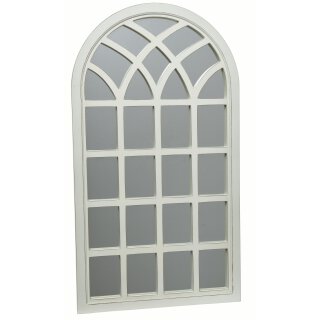großes Deko-Fenster Fensterrahmen Sprossenfenster aus Holz mit Spiegel im Landhausstil weiß shabby