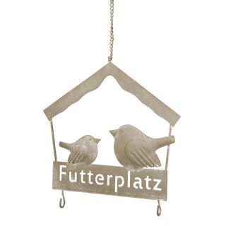 Meisenknödelhalter Silhouette 2 x Vogel im Haus mit Schriftzug Futterplatz inklusive 2 x Haken