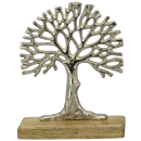 dekoratives Deko-Objekt Baum Puri aus rauem Aluminium auf Holzfuß