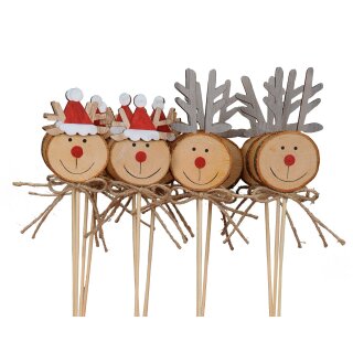 weihnachtlicher kleiner Dekostecker Pick Elch Hirsch Weihnachtshirsch Rentier mit roter Nase 12 Stück