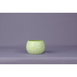 dekoratives Teelichtglas mit hellgrünen Mosaiksteinchen Preis für 2 Stück