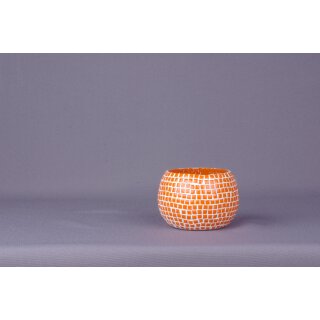 dekoratives Teelichtglas mit orangenen Mosaiksteinchen Preis für 2 Stück