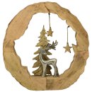 dekoratives ausgefallenes weihnachtliches Dekoobjekt Hirsch mit Tanne und Stern aus Holz und Aluminium
