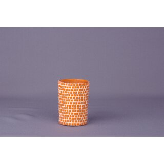 dekoratives Teelichtglas mit orangenen Mosaiksteinchen Preis für 2 Stück