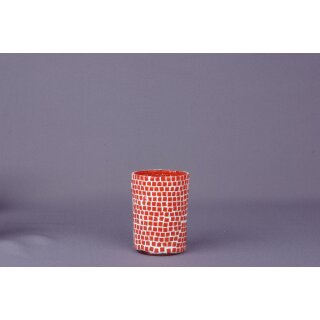 dekoratives Teelichtglas mit roten Mosaiksteinchen Preis für 2 Stück