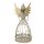 nostalgischer dekorativer ausgefallener Deko Engel mit Dutt als Windlicht shabby grau mit champagner-gold antike Optik