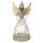 nostalgischer dekorativer ausgefallener Deko Engel mit Dutt als Windlicht shabby grau mit champagner-gold antike Optik