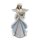 dekorative zauberhafte Dekofigur Engel im hellblauen Gewand mit wei&szlig;em Pl&uuml;sch und Herz aus Blumen
