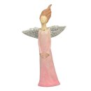 dekorative ausgefallene Dekofigur Engel im pastellfarbigem Gewand mit silbernen Glitzerfl&uuml;geln