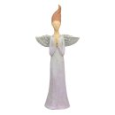 dekorative ausgefallene Dekofigur Engel im pastellfarbigem Gewand mit silbernen Glitzerflügeln