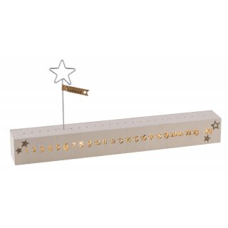 ausgefallener stimmungvoller LED beleuchteter Adventkalender mit Sternpickser und Glitzersternen