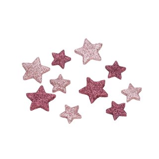 dekorative weihnachtliche Streudeko Tischdeko Basteldeko Sterne mit rosa und pinkem Glitzer 32-er Set