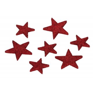 dekorative weihnachtliche große Streudeko Tischdeko Basteldeko Sterne mit Glitzer rot