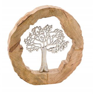 ausgefallenes dekoratives massives Deko-Objekt mit Baum Puri aus Aluminium