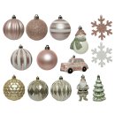 25-er Set dekorativer Figuren-Kugelmix PVC puderrosa/champagner/weiß/lindgrün Weihnachtskugeln Baumschmuck bruchfest Christbaumschmuck