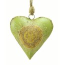dekorativer Anhänger Herz grün-beige antik...