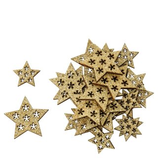 dekorative weihnachtliche Streudeko Tischdeko Basteldeko Stern mit Glitzer gold 1 Box