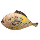 Metallfigur Dekofigur Fisch zum stellen in shabby grün-türkis-orangegelb