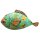 Metallfigur Dekofigur Fisch zum stellen in shabby grün-türkis-orangegelb