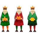 dekorative Dekofigur König zu stellen mit Krone Metall handbemalt grün mit Stern