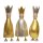 stimmungsvolle mittlere Dekofigur König zum stellen aus Metall silber mit goldener Krone