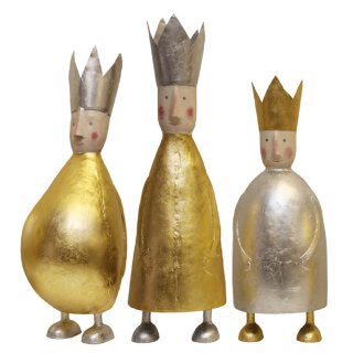stimmungsvolle große Dekofigur König zum stellen mit silberner oder goldener Krone aus Metall