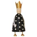 stimmungsvolle mittlere Dekofigur König zum stellen in creme-schwarz mit goldener Krone aus Metall