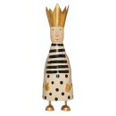 stimmungsvolle mittlere Dekofigur König zum stellen in creme-schwarz mit goldener Krone aus Metall