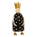 stimmungsvolle große Dekofigur König zum stellen in creme-schwarz mit goldener Krone aus Metall