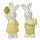frühlingshafte putzige Osterhasen als Hasenmann und Hasenfrau Porzellan weiß gelb hellgrün als 2-er Set