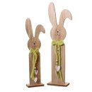 putziger dekorativer Osterhase Bunny als Silhouette Holz naturfarben mit Filzdeko