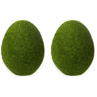 dekoratives frühlingshaftes mittleres Deko-Ei Keramik-Ei Oster-Ei grasgrün beflockt Preis für 2 Stück