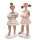 witzige kleine Dekofigur Cupcake Lady in rosa-weiß 