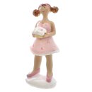 witzige kleine Dekofigur Cupcake Lady in rosa-weiß 