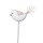 dekorativer verspielter Gartenstecker Beetstecker Vogel mit Herzchen Metall rosa weiß