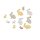 dekorative kleine Streudeko Tischdeko Hasen in creme-taupe-hellgelb aus Holz im 18-er Set