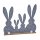 frühlingshafte putzige Deko-Hasenfamilie Osterhasen als 4-er Gruppe aus Filz grau