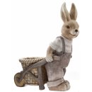 frühlingshafter putziger Deko-Hase Osterhase mit Schubkarre aus Keramik Hasenmädchen oder Hasenjunge