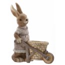 frühlingshafter putziger Deko-Hase Osterhase mit Schubkarre aus Keramik Hasenmädchen oder Hasenjunge