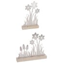 dekorative frühlingshafte Dekolandschaft Blumenwiese als Silhouette shabby hellrose metallic