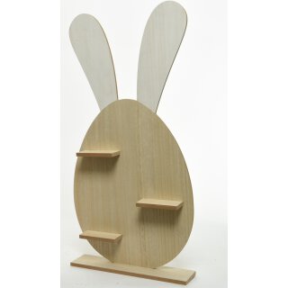 extra großer frühlingshafter putziger Deko-Hase Osterhase als Silhouette aus Holz mit Regalböden