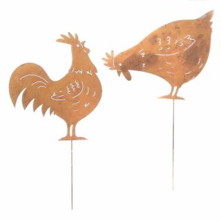 Metallstecker Hühner als 2-er Set